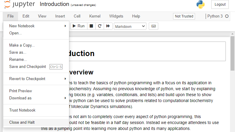 jupyter close